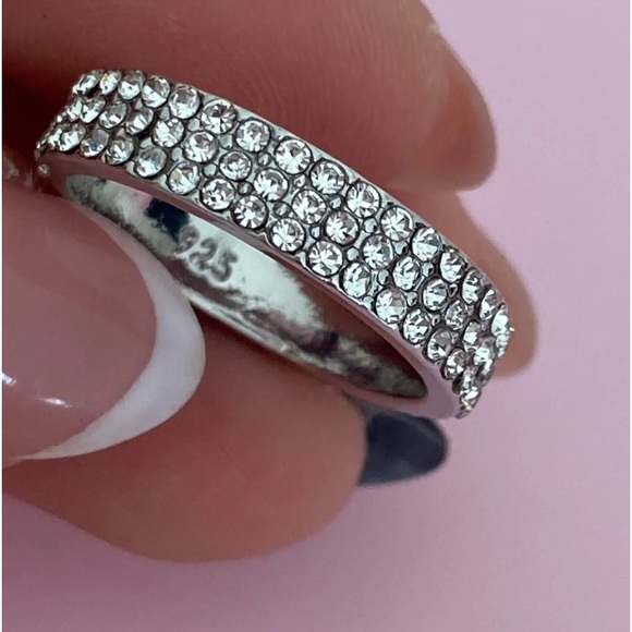Jewelry - NEW 925 Sterling Silver 3 Row Eternity Cocktail Ring Simulated Stones